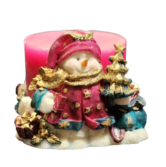Snowman Christmas Pillar Candle Holder Decor - Picture 5 of 5